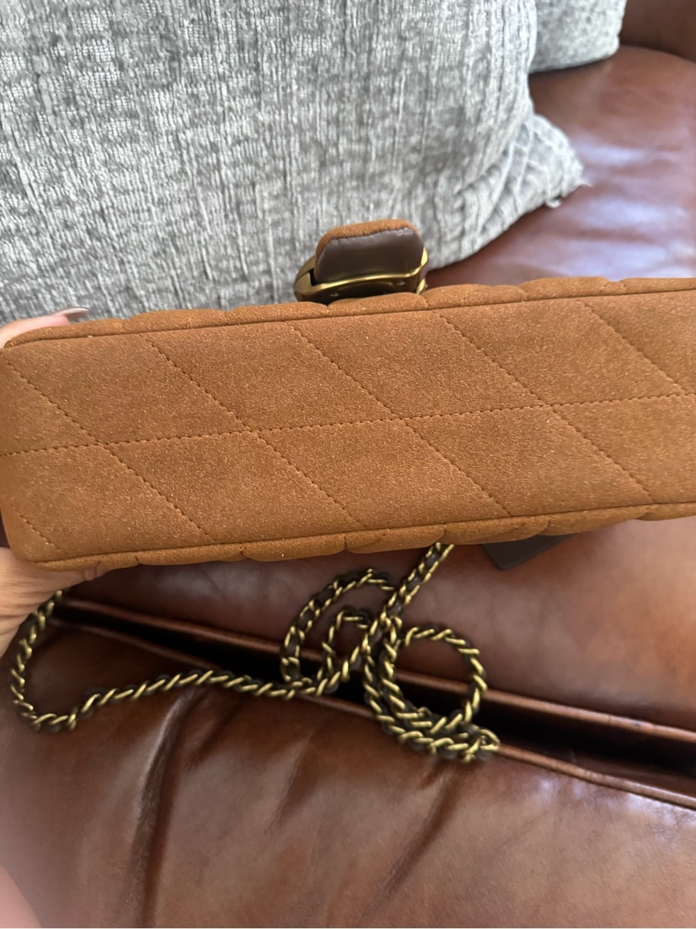 Coach Quilted Tabby Suede Shoulder Bag in Rust - Picture 11 of 11